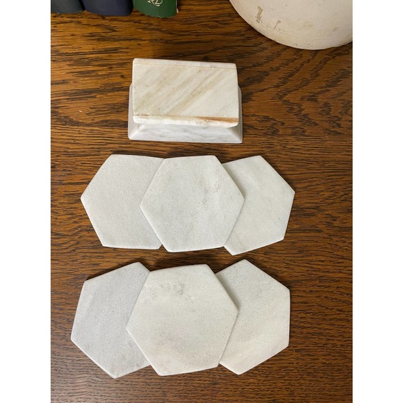 Natural Stone Hexagonal Coasters -Marble Stone Coasters - Picture 5 of 7